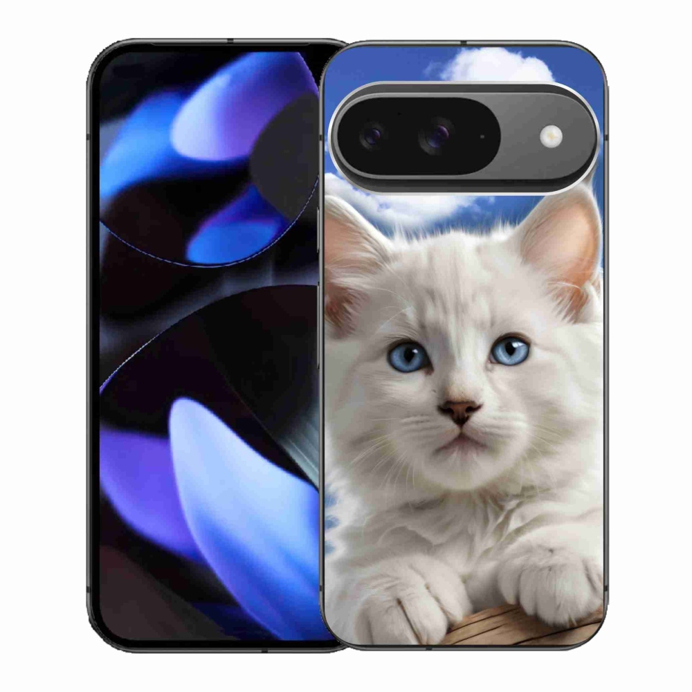 Gélový kryt mmCase na Google Pixel 9 - mačiatko a oblaky