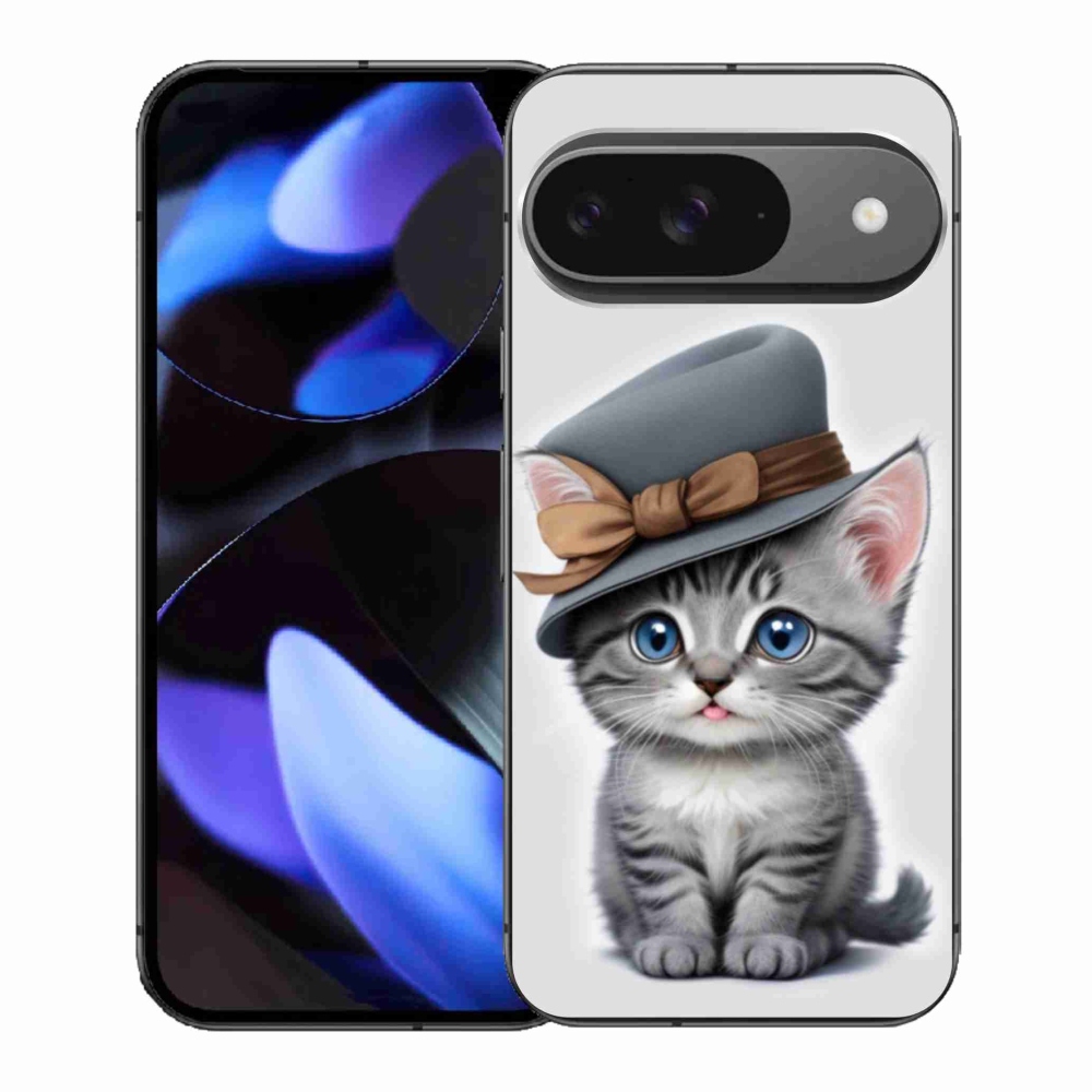 Gélový kryt mmCase na Google Pixel 9 - mačiatko s klobúkom