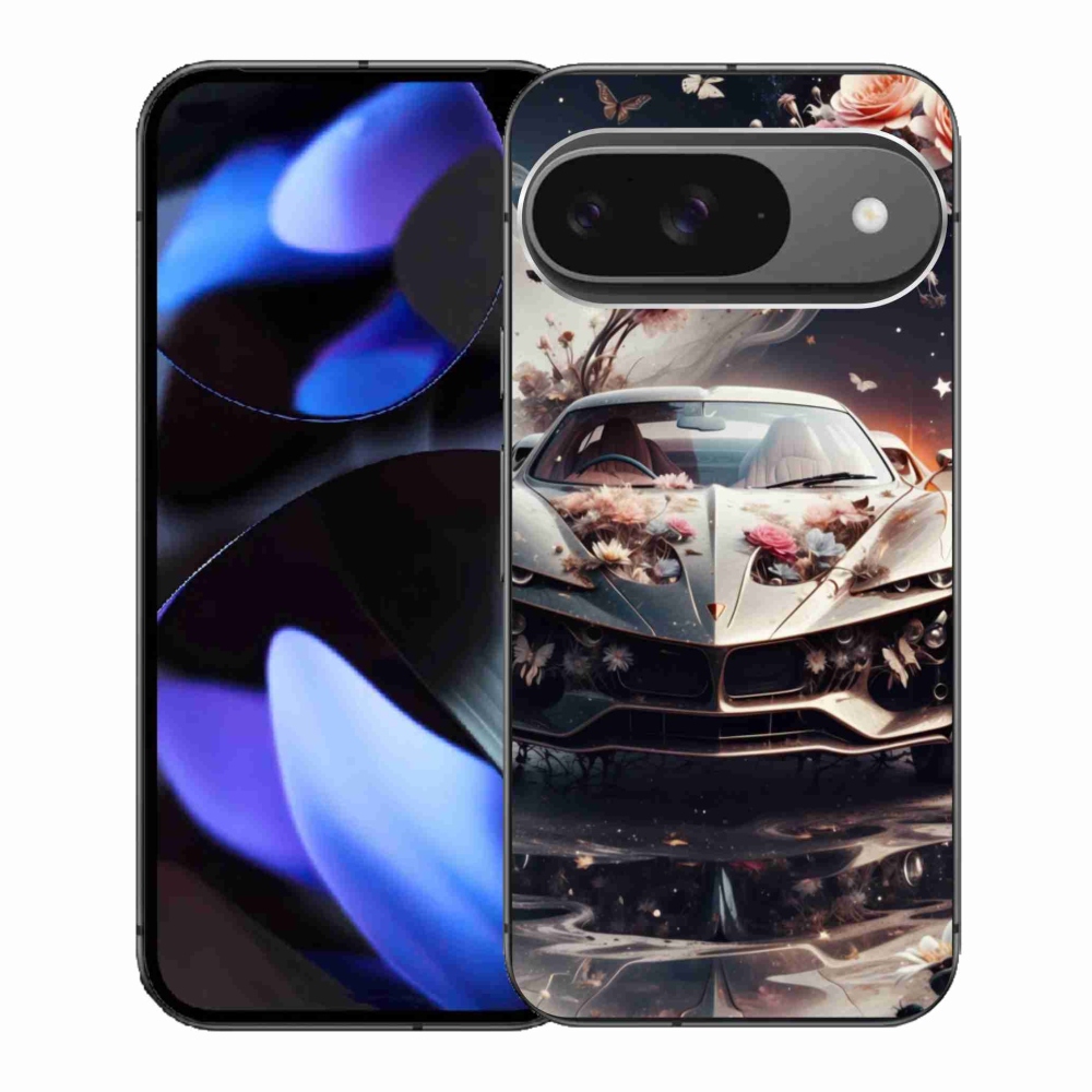 Gélový kryt mmCase na Google Pixel 9 - kvetinový športový automobil