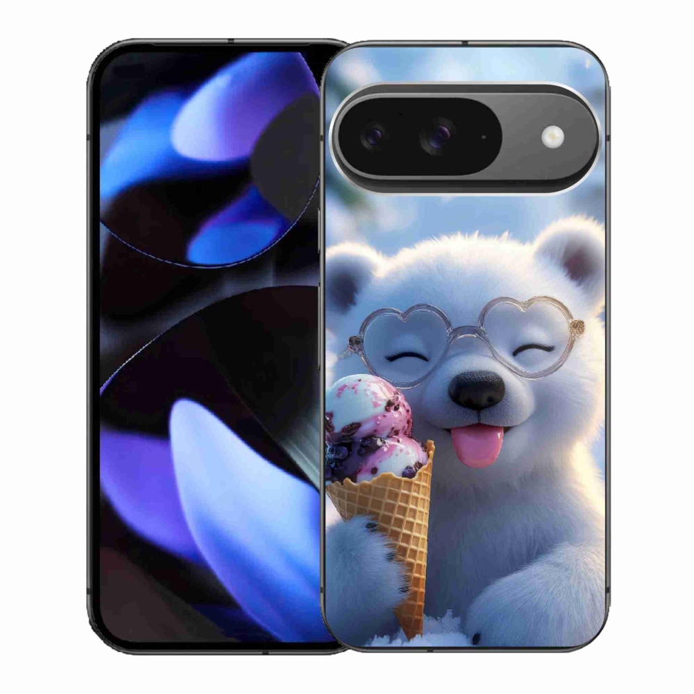 Gélový kryt mmCase na Google Pixel 9 - medvedík so zmrzlinou