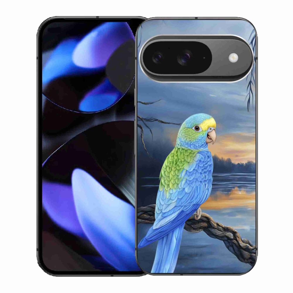 Gélový kryt mmCase na Google Pixel 9 - modrý papagáj
