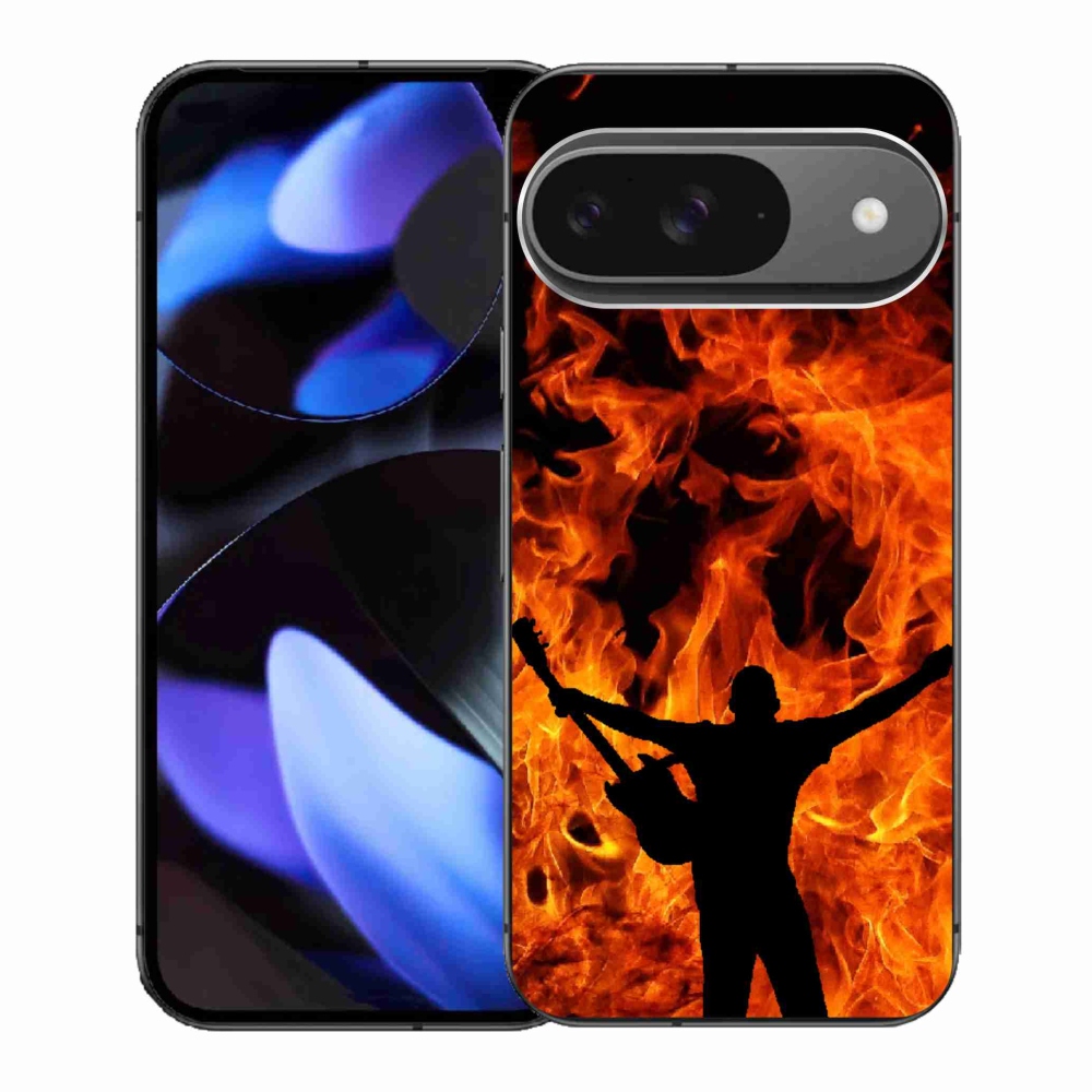 Gélový kryt mmCase na Google Pixel 9 - muzikant a oheň
