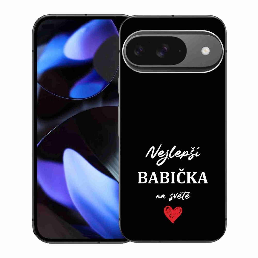 Gélový kryt mmCase na Google Pixel 9 - najlepšia babička 1 čierne pozadie