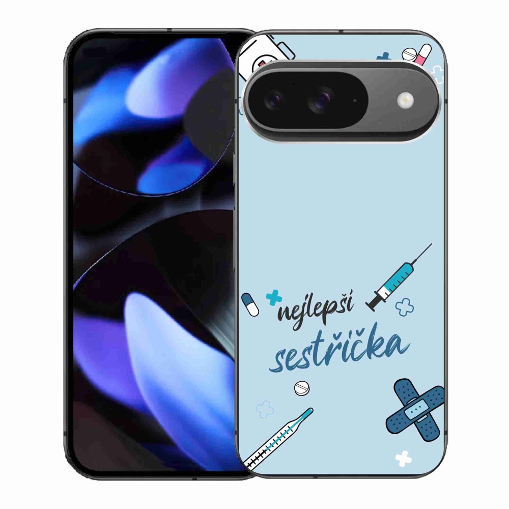Gélový kryt mmCase na Google Pixel 9 - najlepšia sestrička modré pozadie