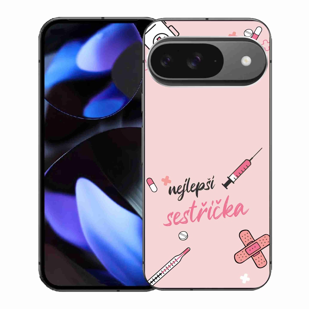 Gélový kryt mmCase na Google Pixel 9 - najlepšia sestrička ružové pozadie