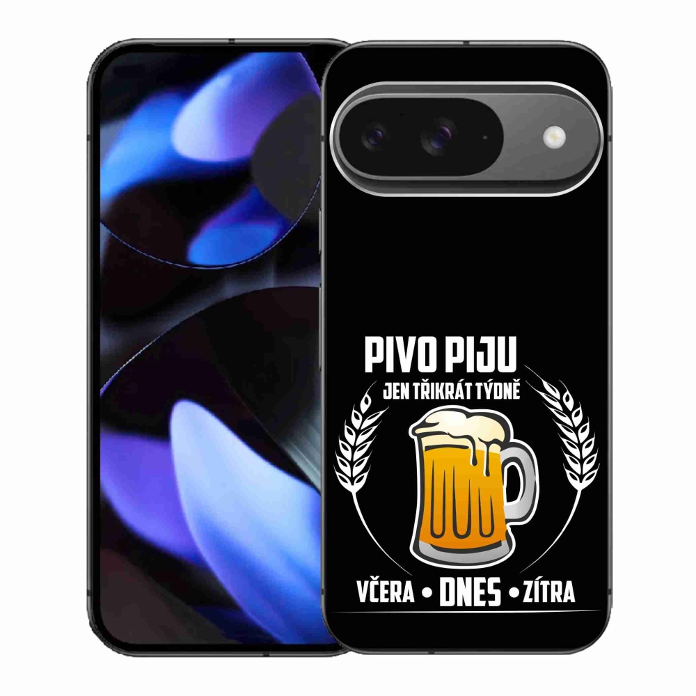 Gélový kryt mmCase na Google Pixel 9 - pivný motív čierne pozadie