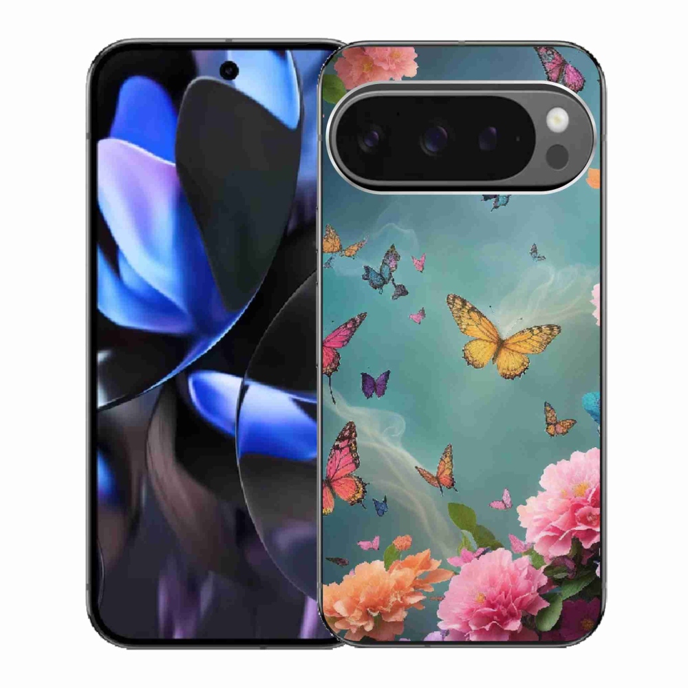 Gélový kryt mmCase na Google Pixel 9 Pro - farebné kvety a motýle