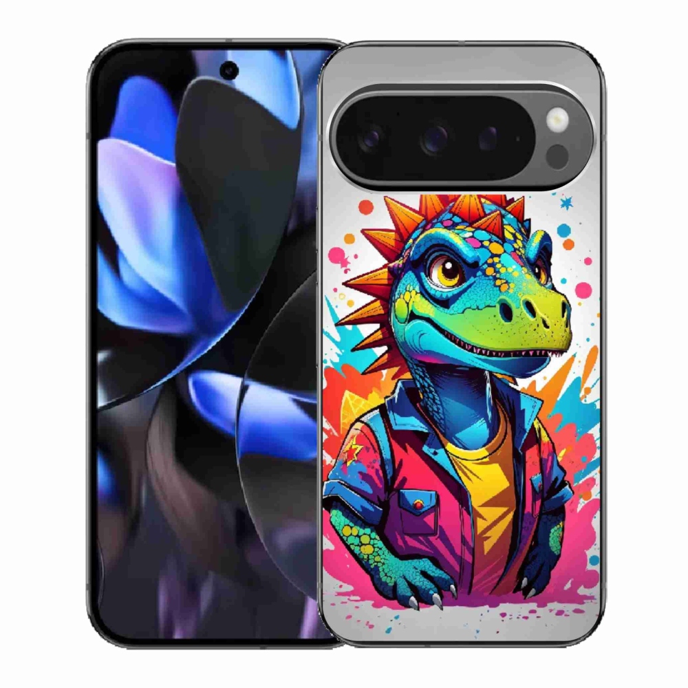 Gélový kryt mmCase na Google Pixel 9 Pro - farebný dinosaurus