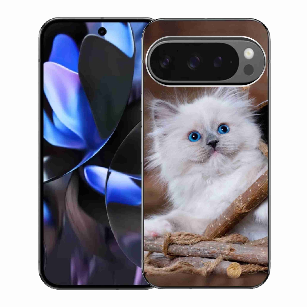 Gélový kryt mmCase na Google Pixel 9 Pro - biele mačiatko