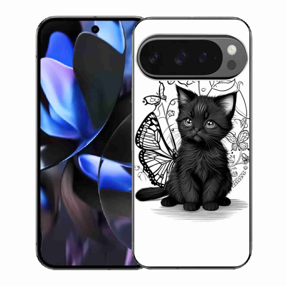 Gélový kryt mmCase na Google Pixel 9 Pro - čierne mačiatko