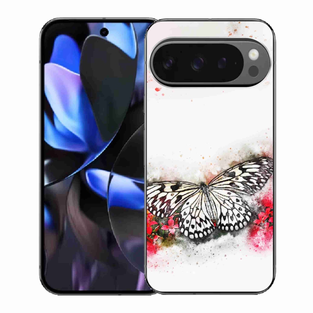 Gélový kryt mmCase na Google Pixel 9 Pro - čiernobiely motýľ