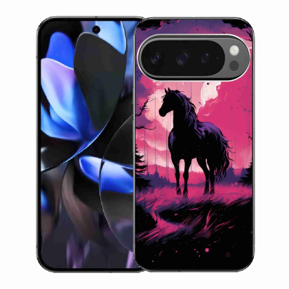 Gélový kryt mmCase na Google Pixel 9 Pro - čierny kreslený kôň 1