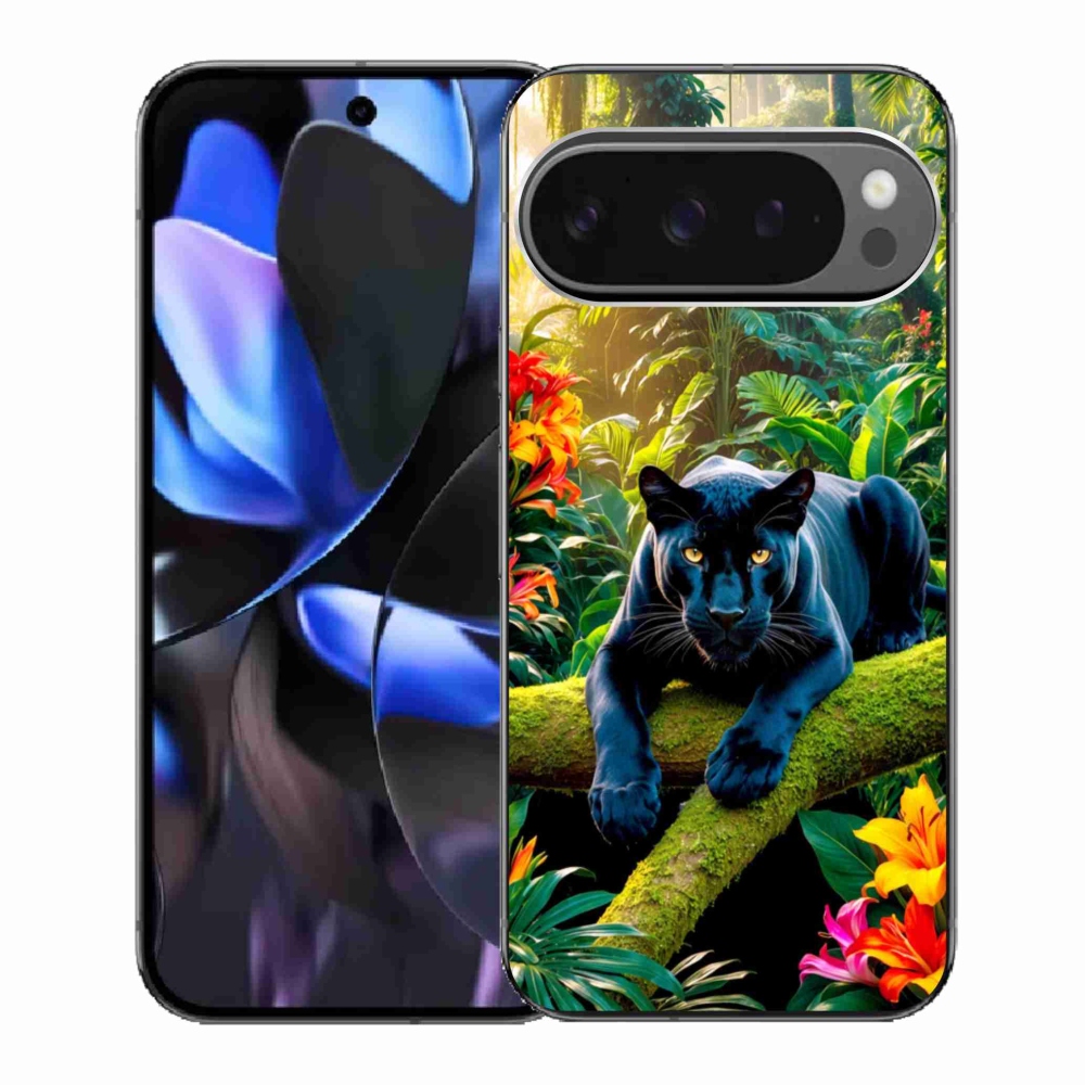 Gélový kryt mmCase na Google Pixel 9 Pro - čierny panter v džungli