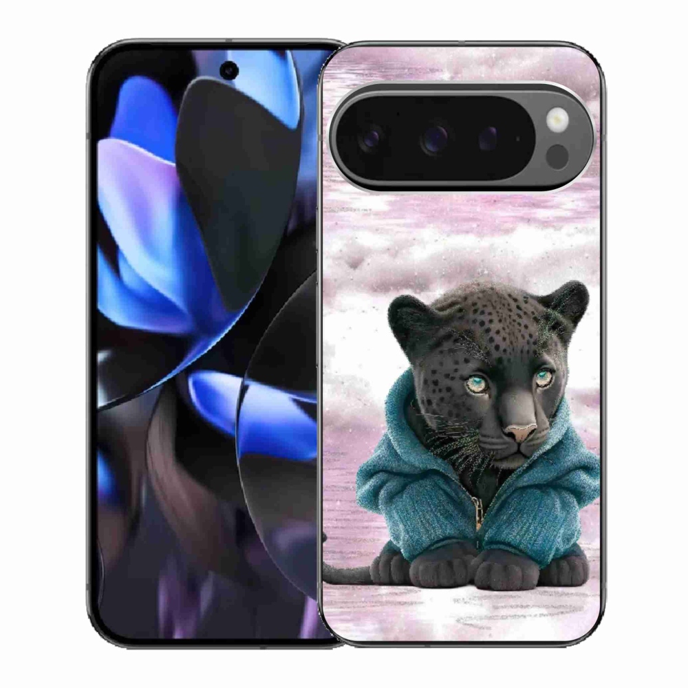 Gélový kryt mmCase na Google Pixel 9 Pro - čierny panter vo svetri