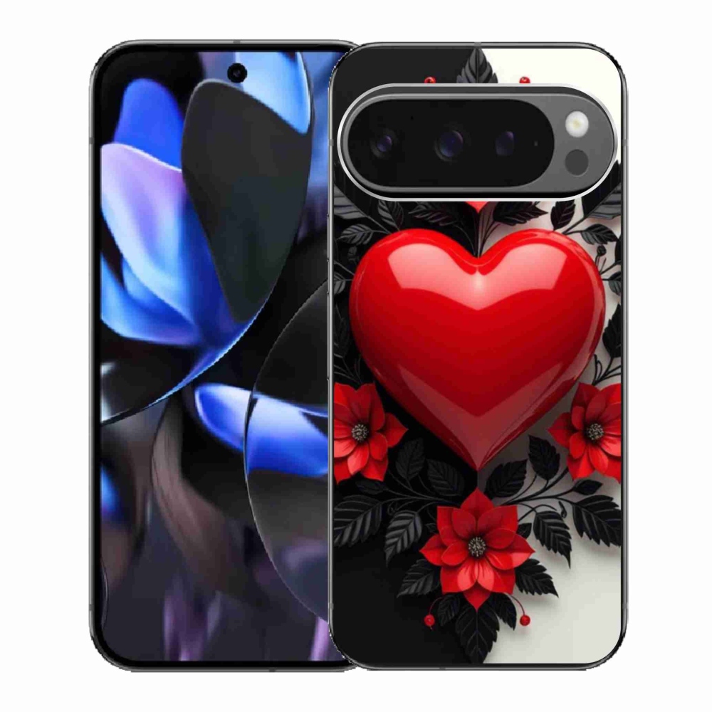 Gélový kryt mmCase na Google Pixel 9 Pro - červené srdce