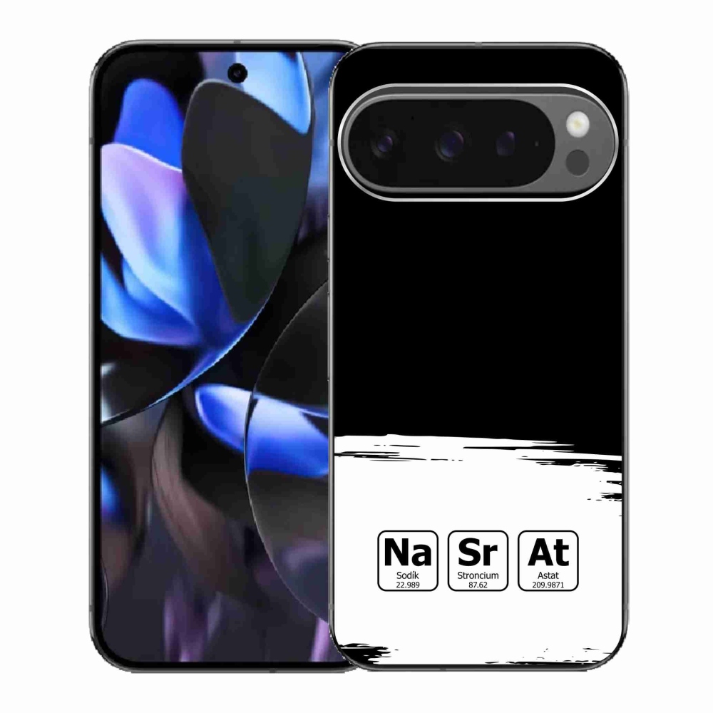Gélový kryt mmCase na Google Pixel 9 Pro - chemické prvky bieločierne pozadie