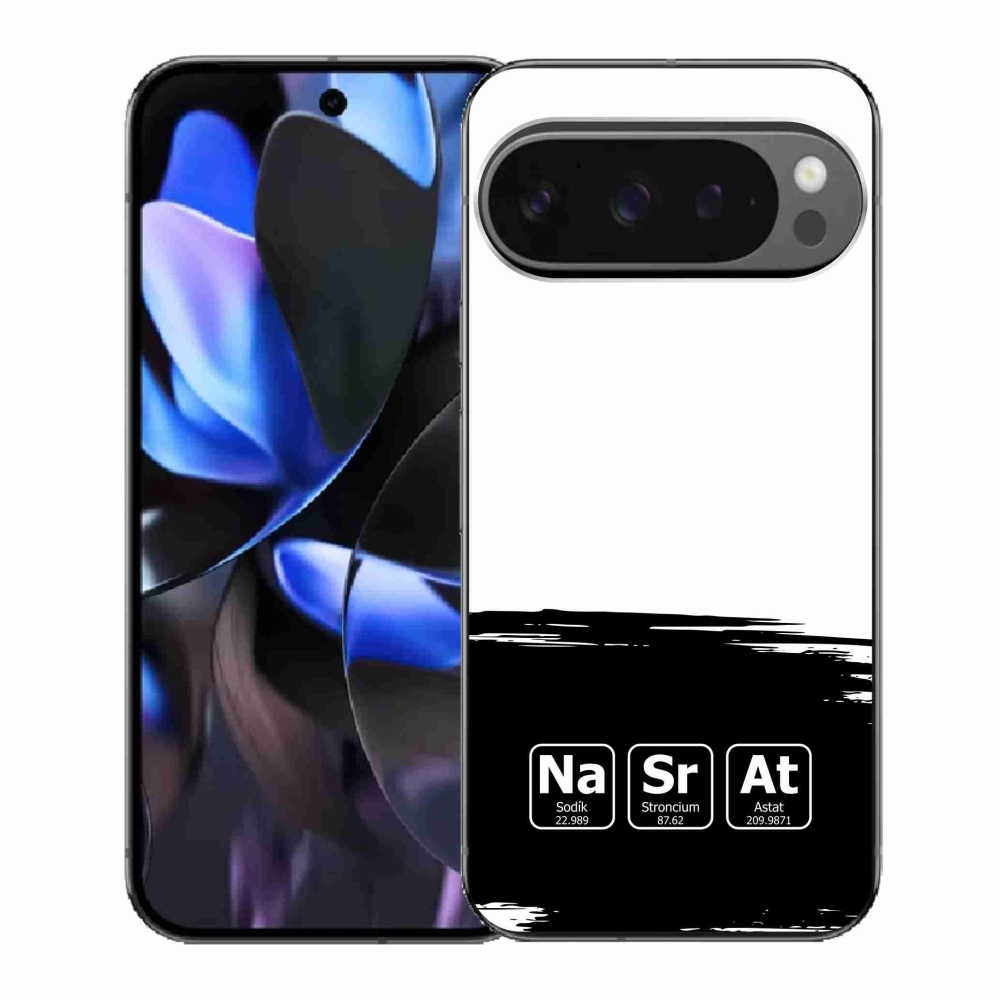 Gélový kryt mmCase na Google Pixel 9 Pro - chemické prvky čiernobiele pozadie