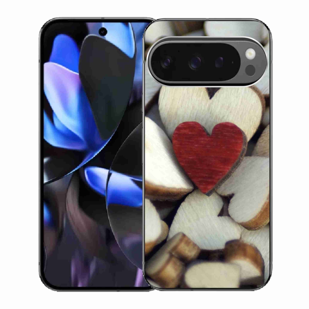 Gélový kryt mmCase na Google Pixel 9 Pro - gravírované červené srdce