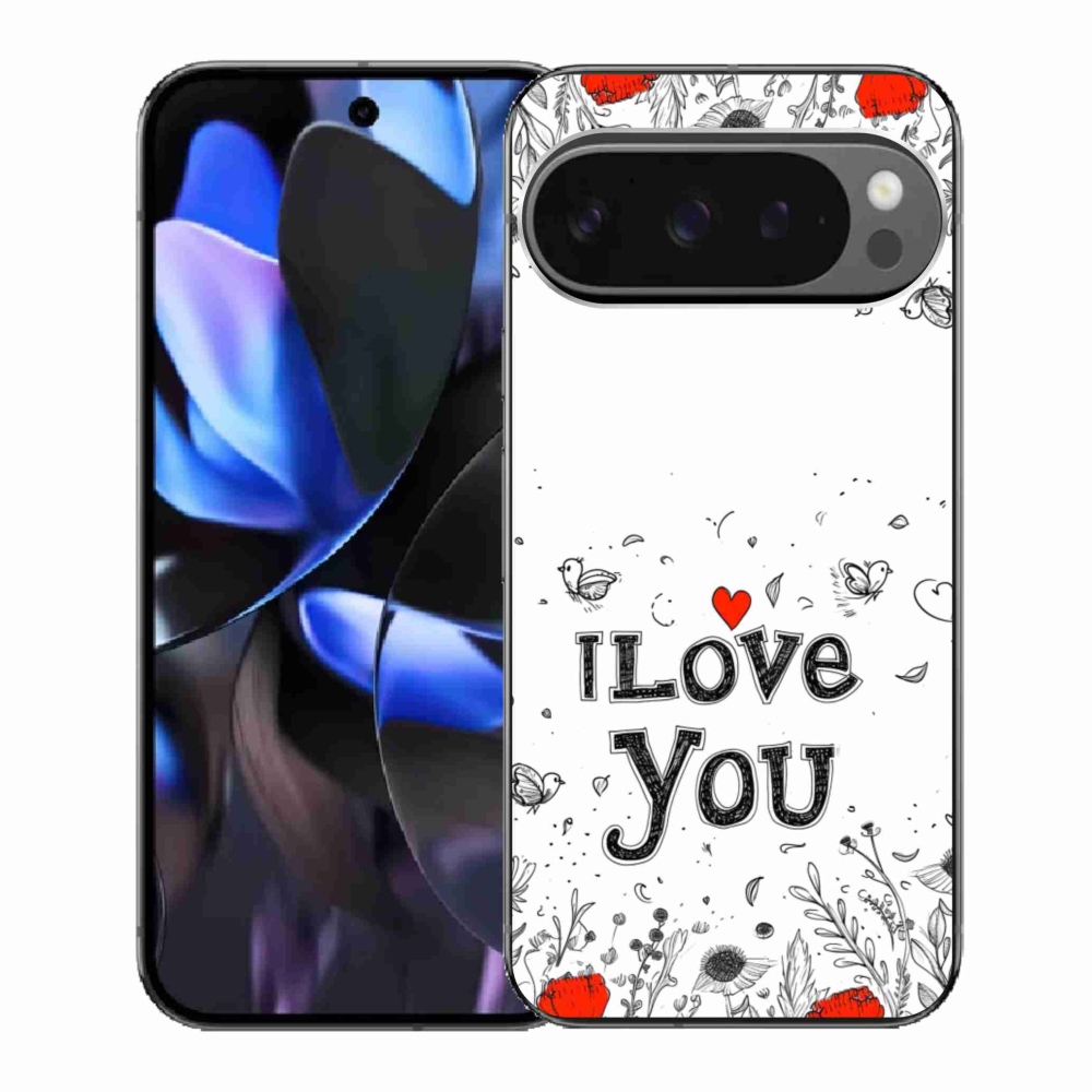 Gélový kryt mmCase na Google Pixel 9 Pro - I love you biele pozadie