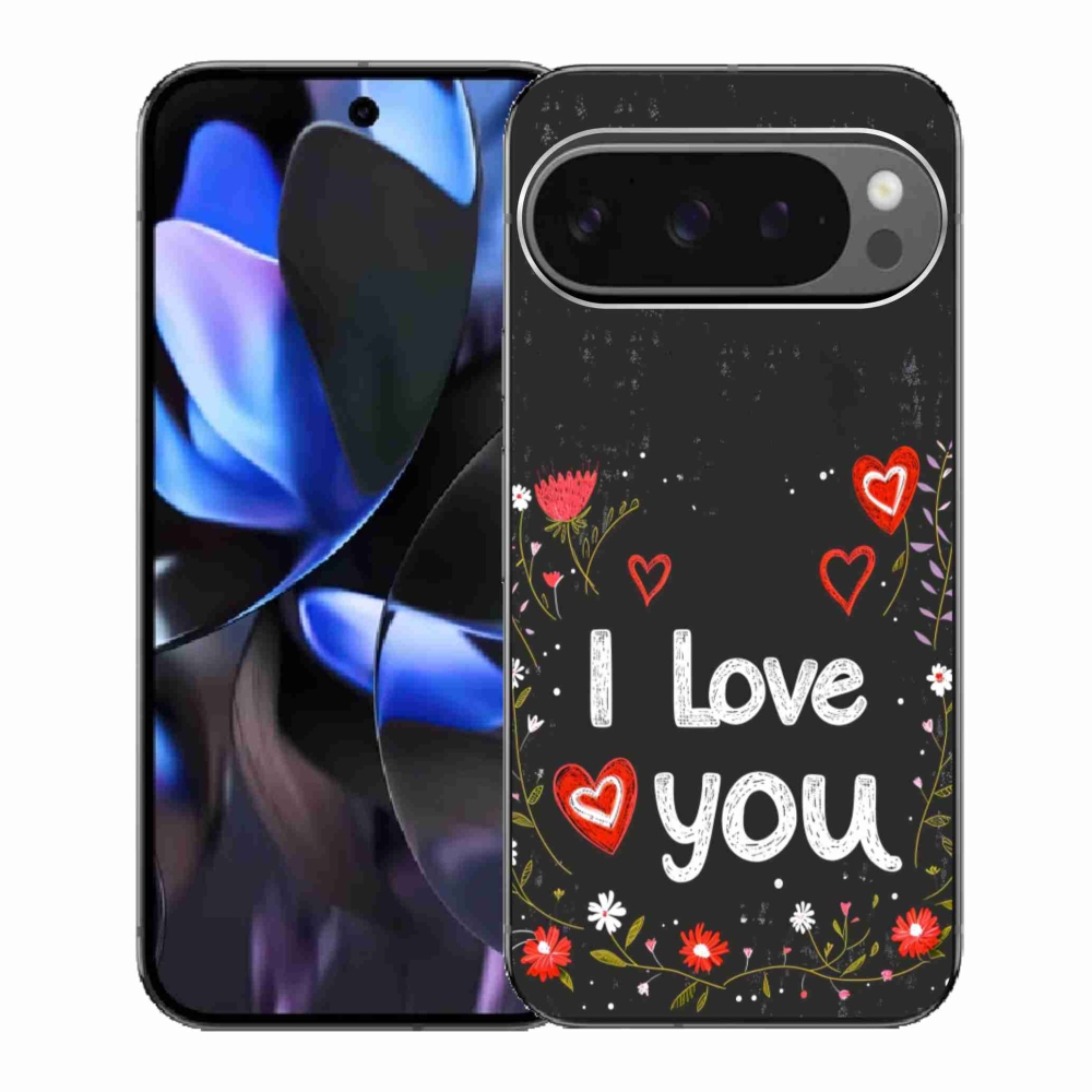 Gélový kryt mmCase na Google Pixel 9 Pro - I love you čierne pozadie