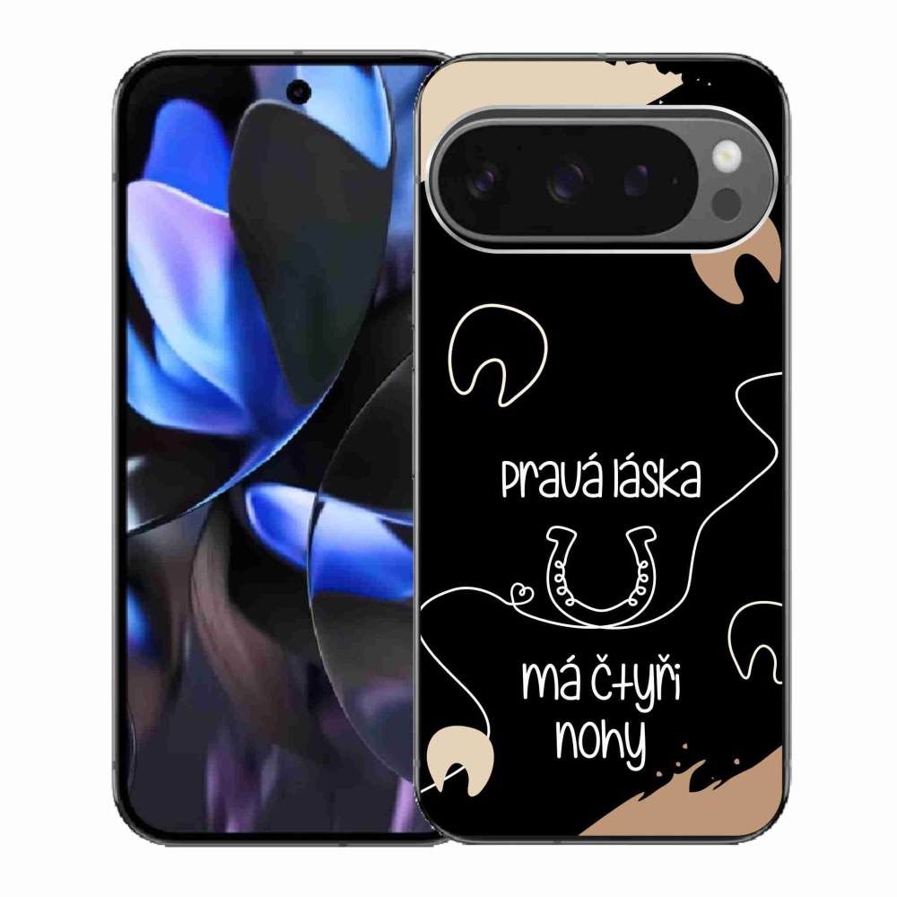 Gélový kryt mmCase na Google Pixel 9 Pro - konský motív čierne pozadie