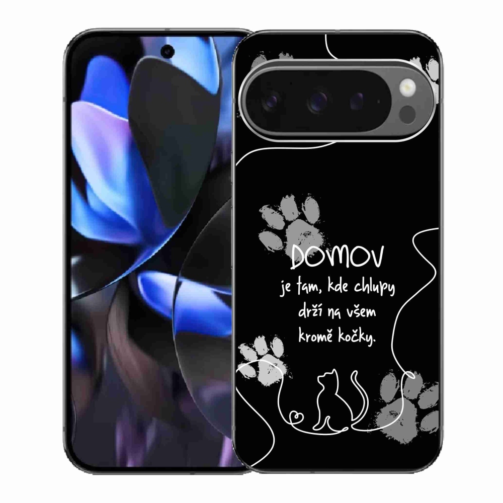 Gélový kryt mmCase na Google Pixel 9 Pro - mačacie motív čierne pozadie