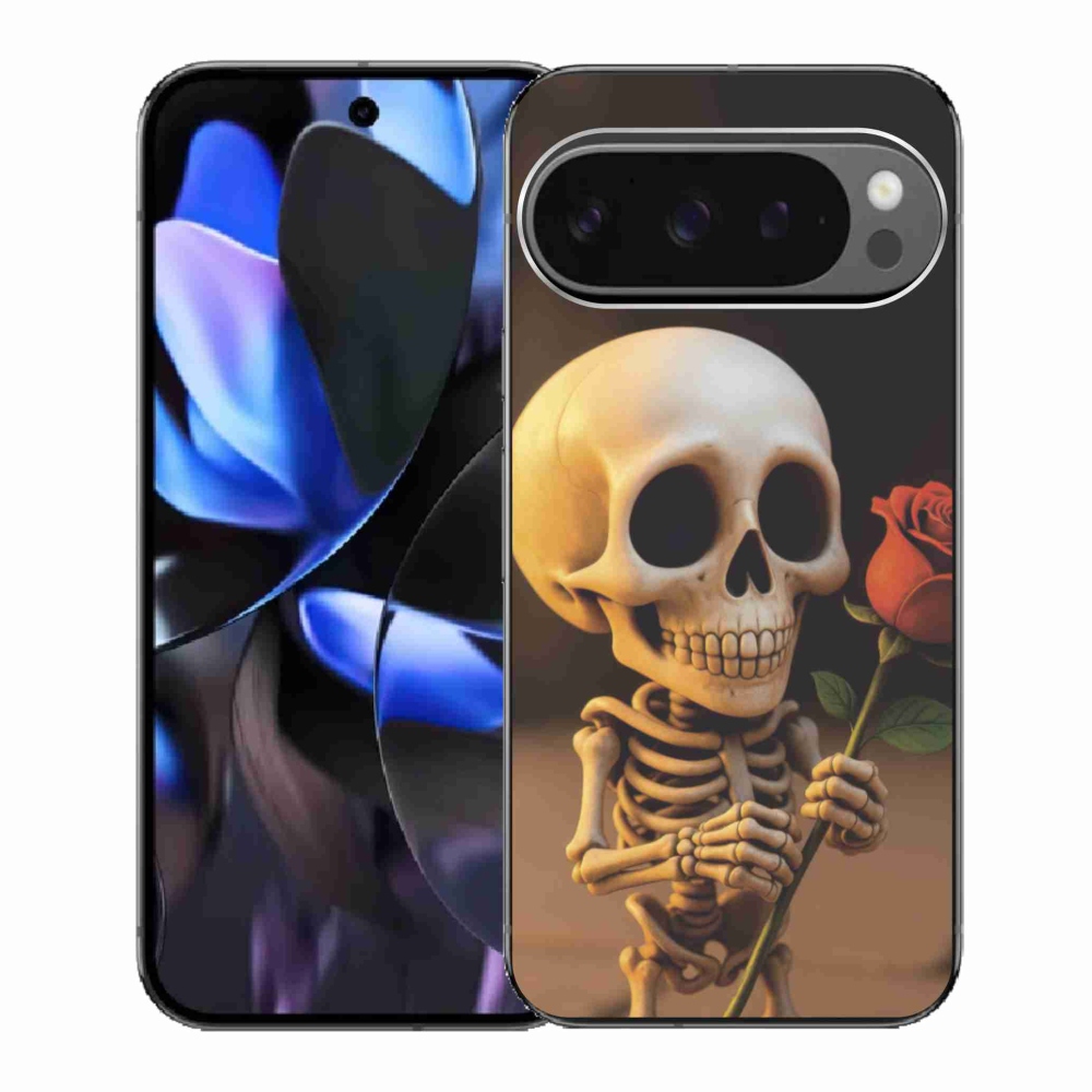 Gélový kryt mmCase na Google Pixel 9 Pro - kostlivec s ružou