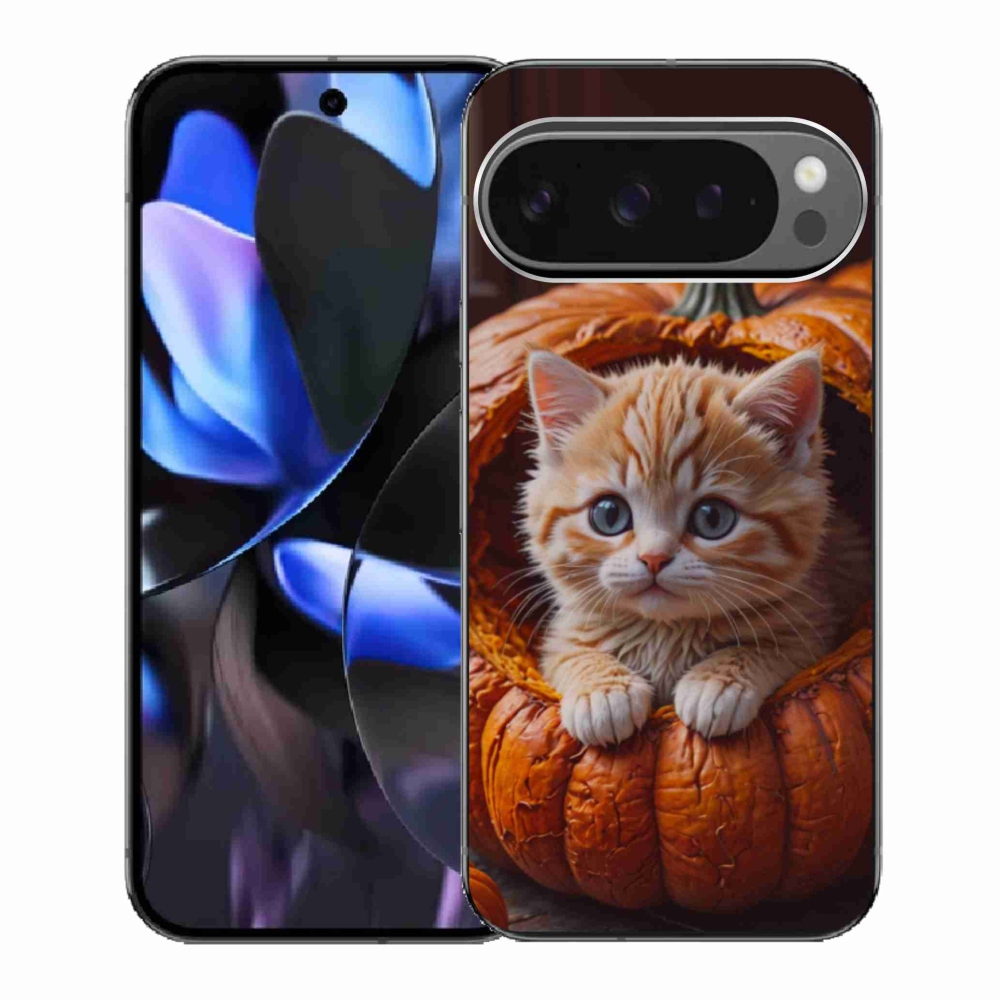 Gélový kryt mmCase na Google Pixel 9 Pro - mačiatko a tekvica 2
