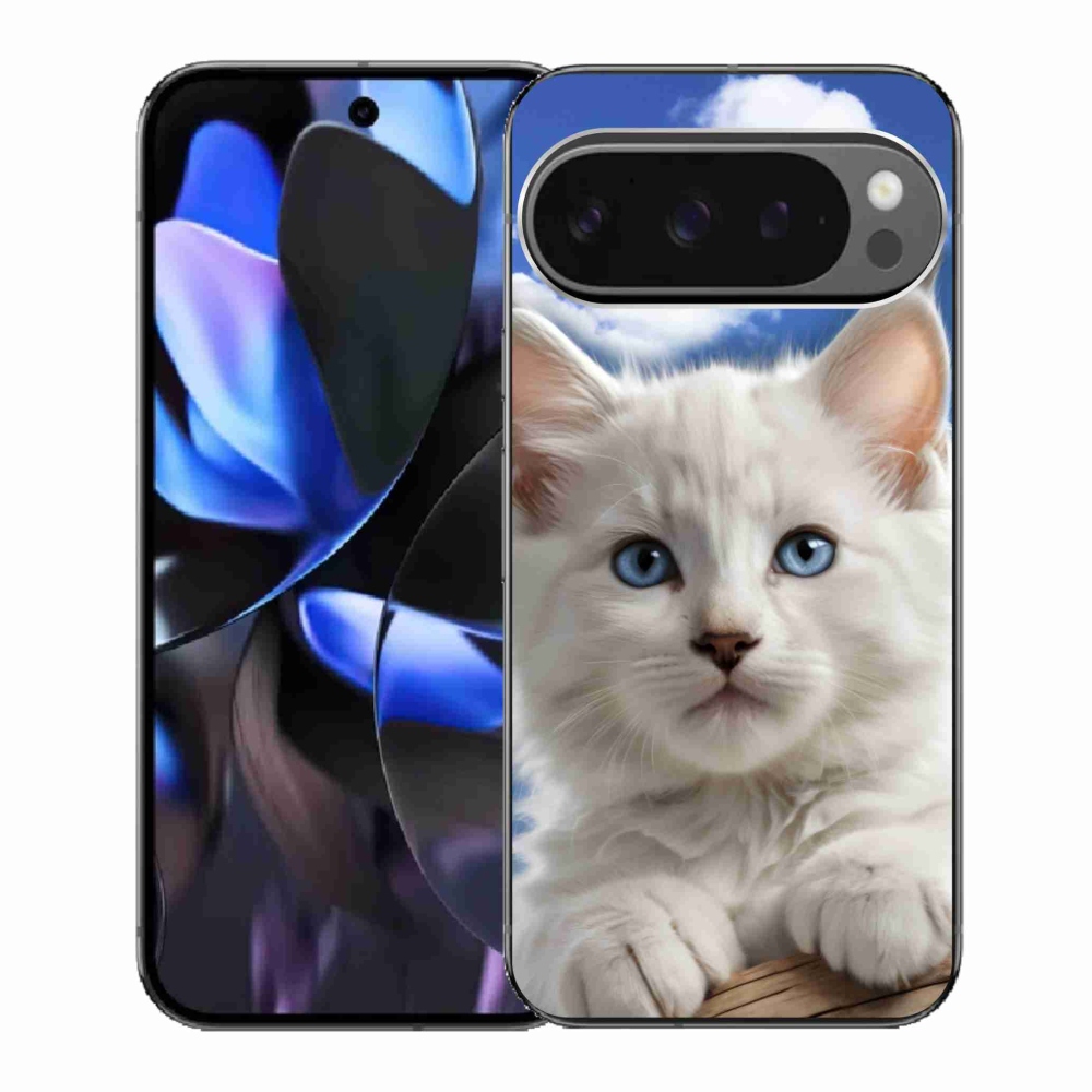 Gélový kryt mmCase na Google Pixel 9 Pro - mačiatko a oblaky