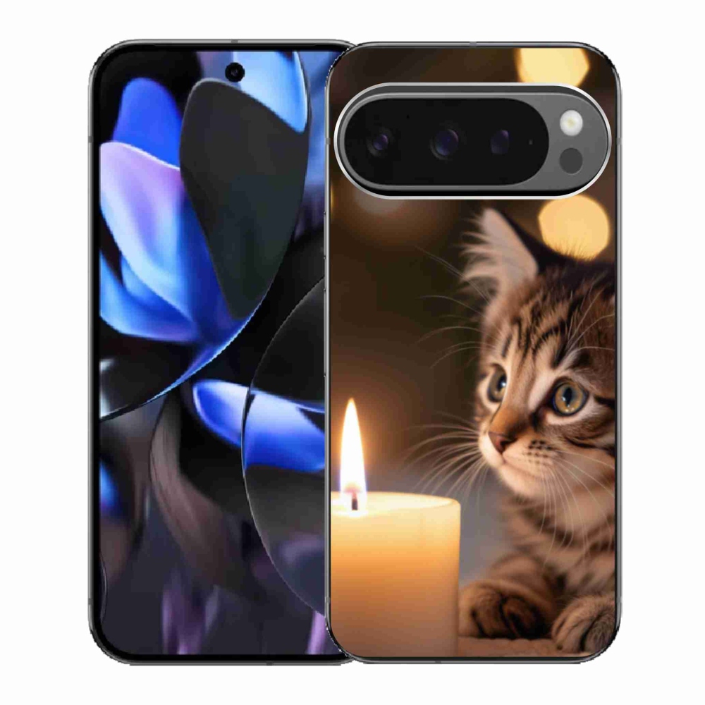 Gélový kryt mmCase na Google Pixel 9 Pro - mačiatko a sviečka