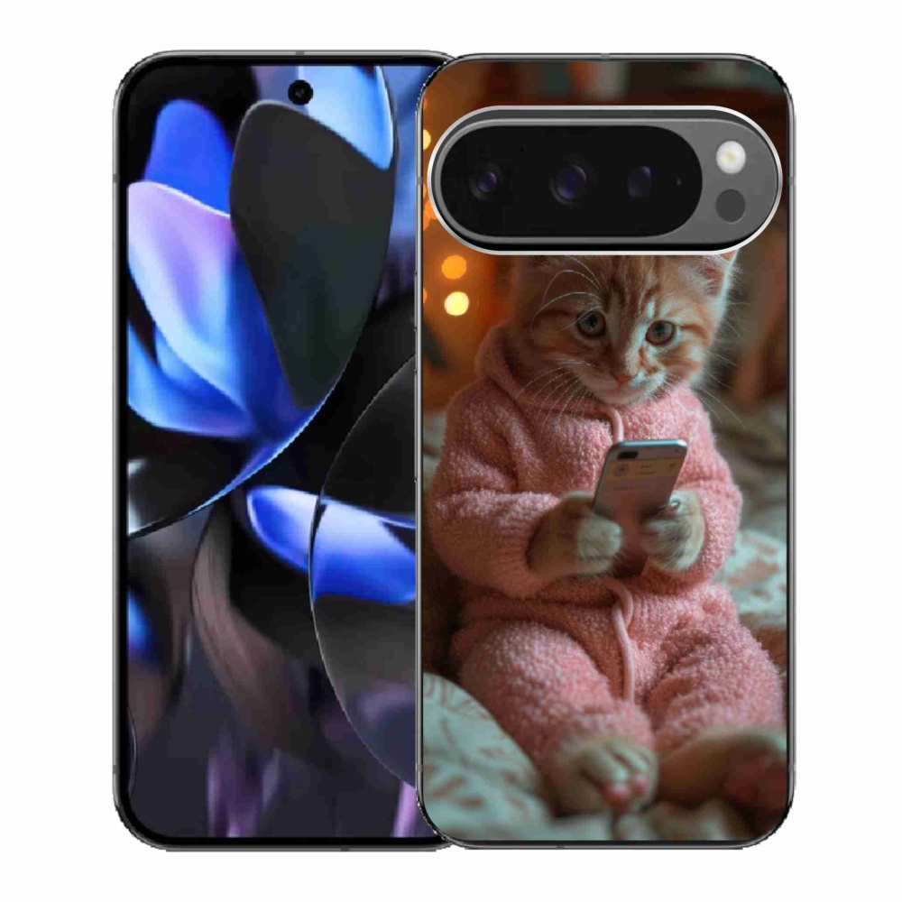 Gélový kryt mmCase na Google Pixel 9 Pro - mačiatko s mobilom