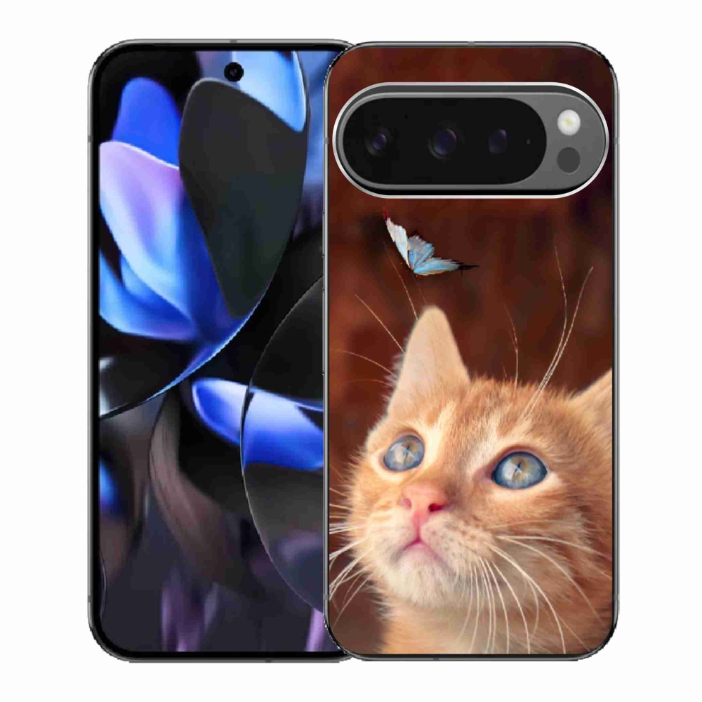 Gélový kryt mmCase na Google Pixel 9 Pro - motýľ a mačiatko