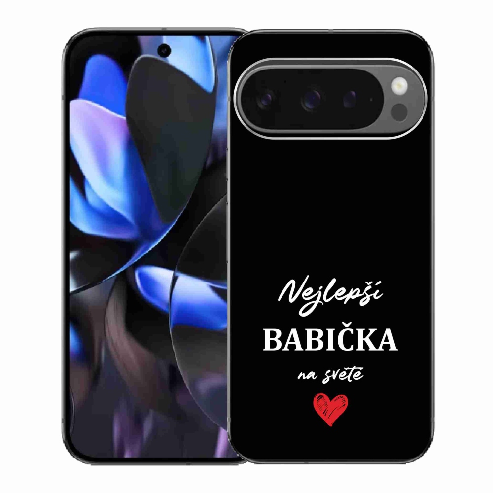 Gélový kryt mmCase na Google Pixel 9 Pro - najlepšia babička 1 čierne pozadie