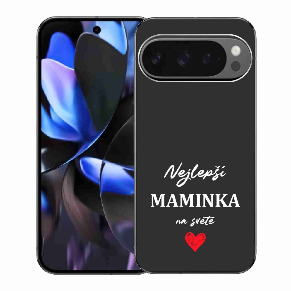 Gélový kryt mmCase na Google Pixel 9 Pro - najlepšia mamička 1 čierne pozadie