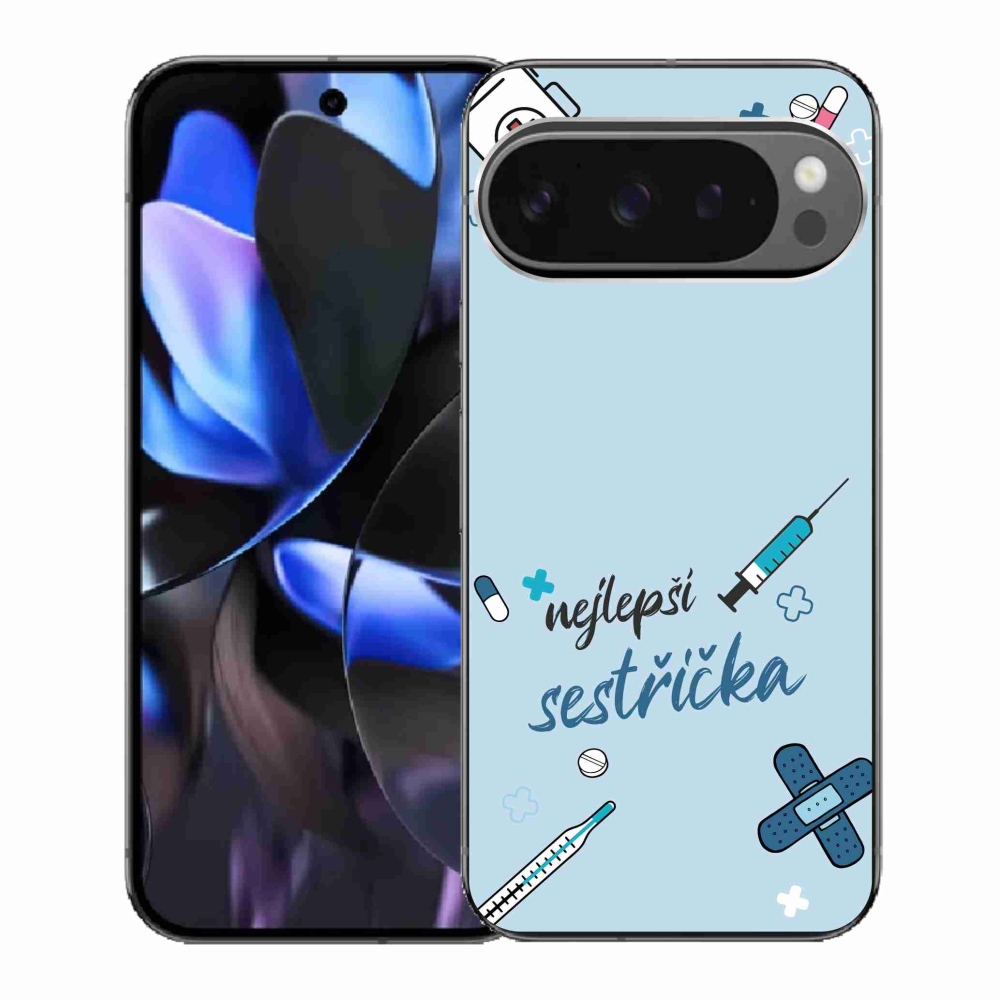 Gélový kryt mmCase na Google Pixel 9 Pro - najlepšia sestrička modré pozadie