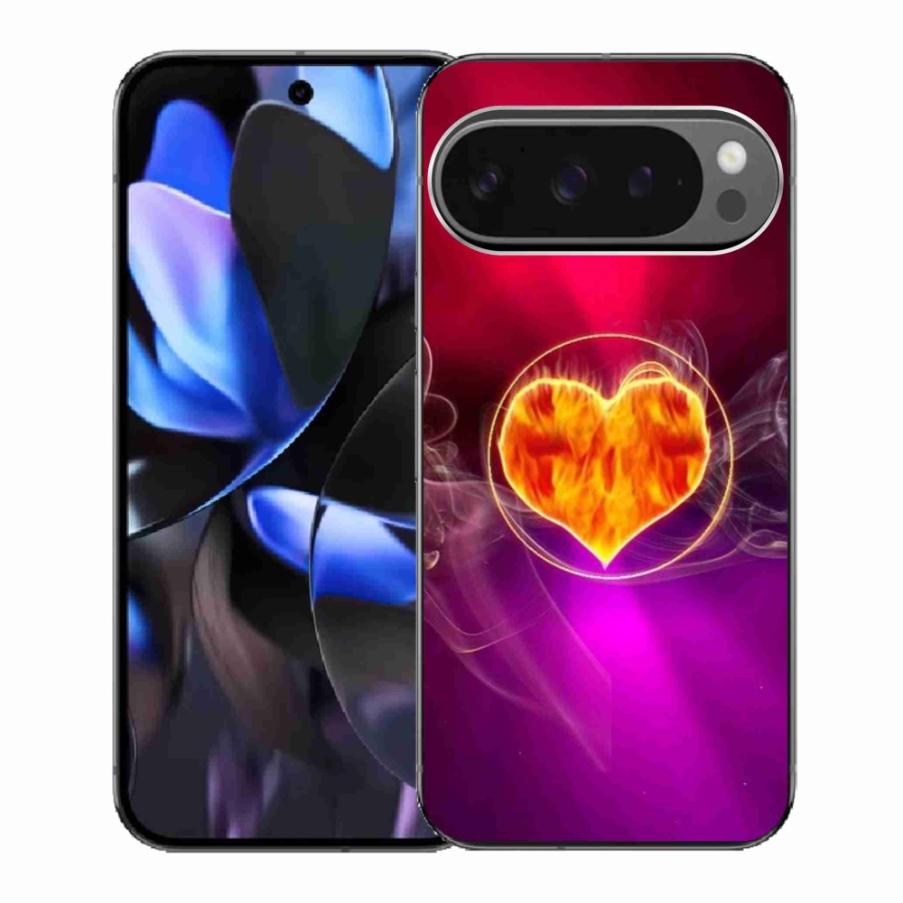 Gélový kryt mmCase na Google Pixel 9 Pro - ohnivé srdce