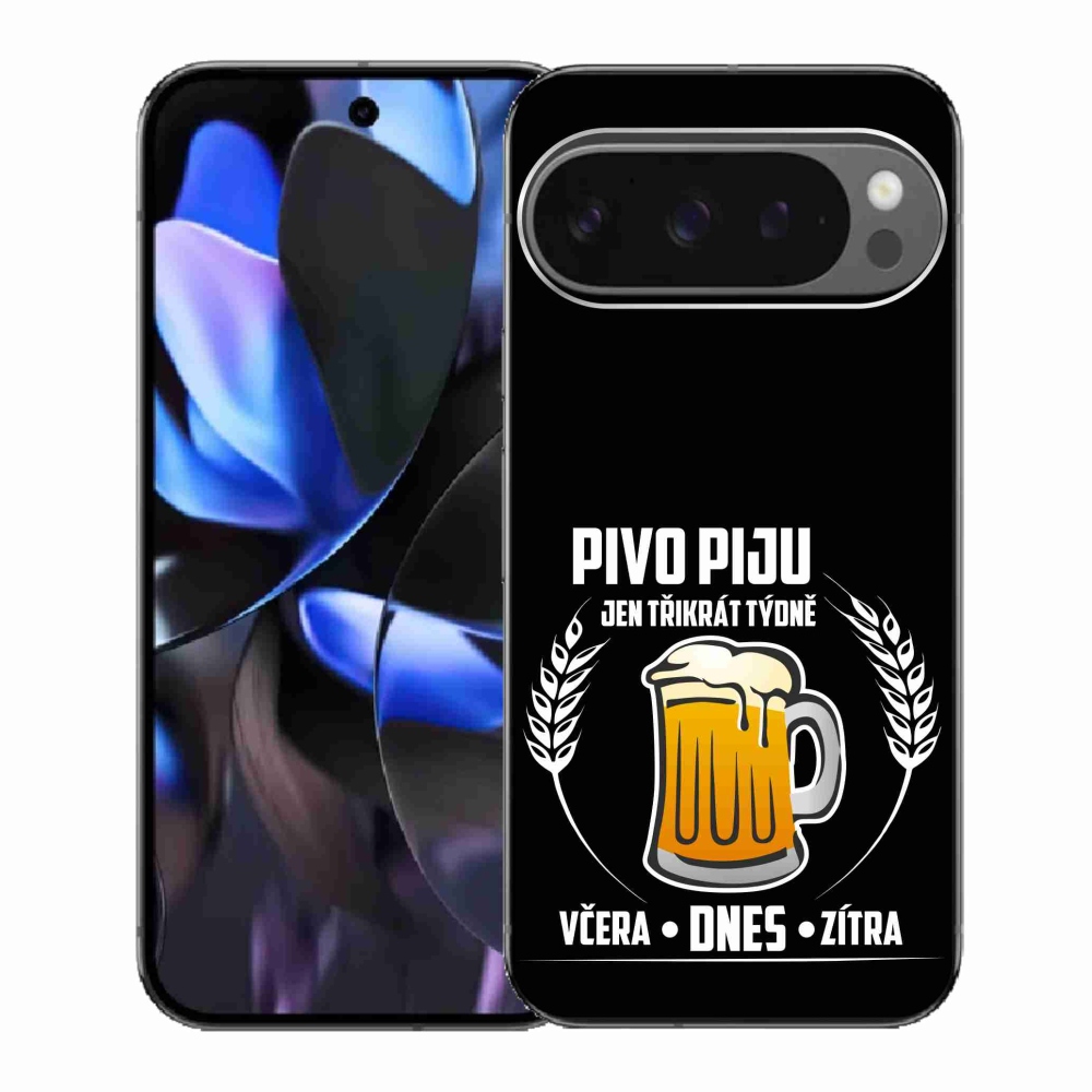 Gélový kryt mmCase na Google Pixel 9 Pro - pivný motív čierne pozadie