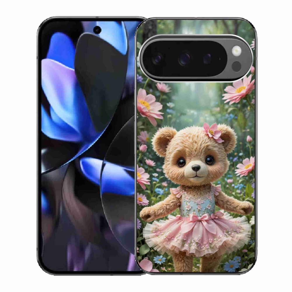 Gélový kryt mmCase na Google Pixel 9 Pro - roztomilý medvedík v kvetoch