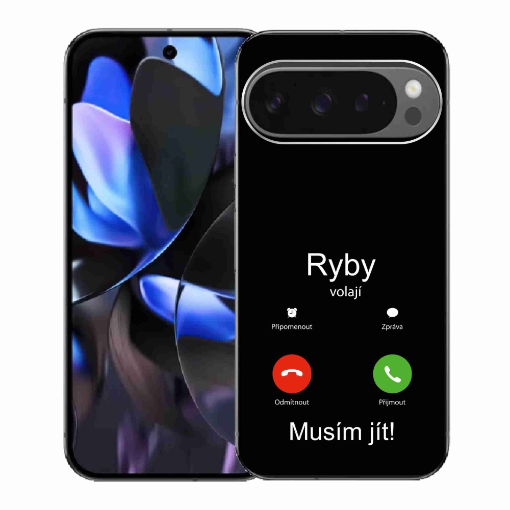 Gélový kryt mmCase na Google Pixel 9 Pro - ryby volajú čierne pozadie