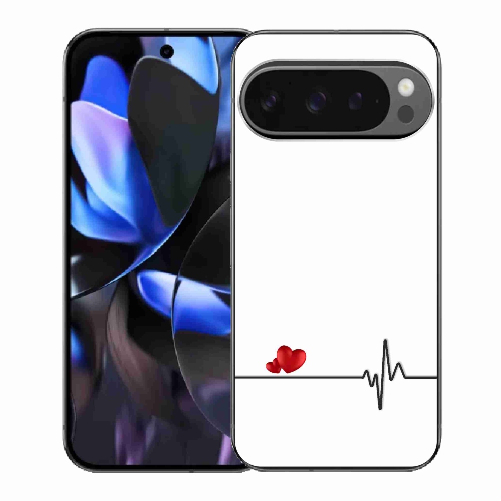 Gélový kryt mmCase na Google Pixel 9 Pro - srdce a tep biele pozadie