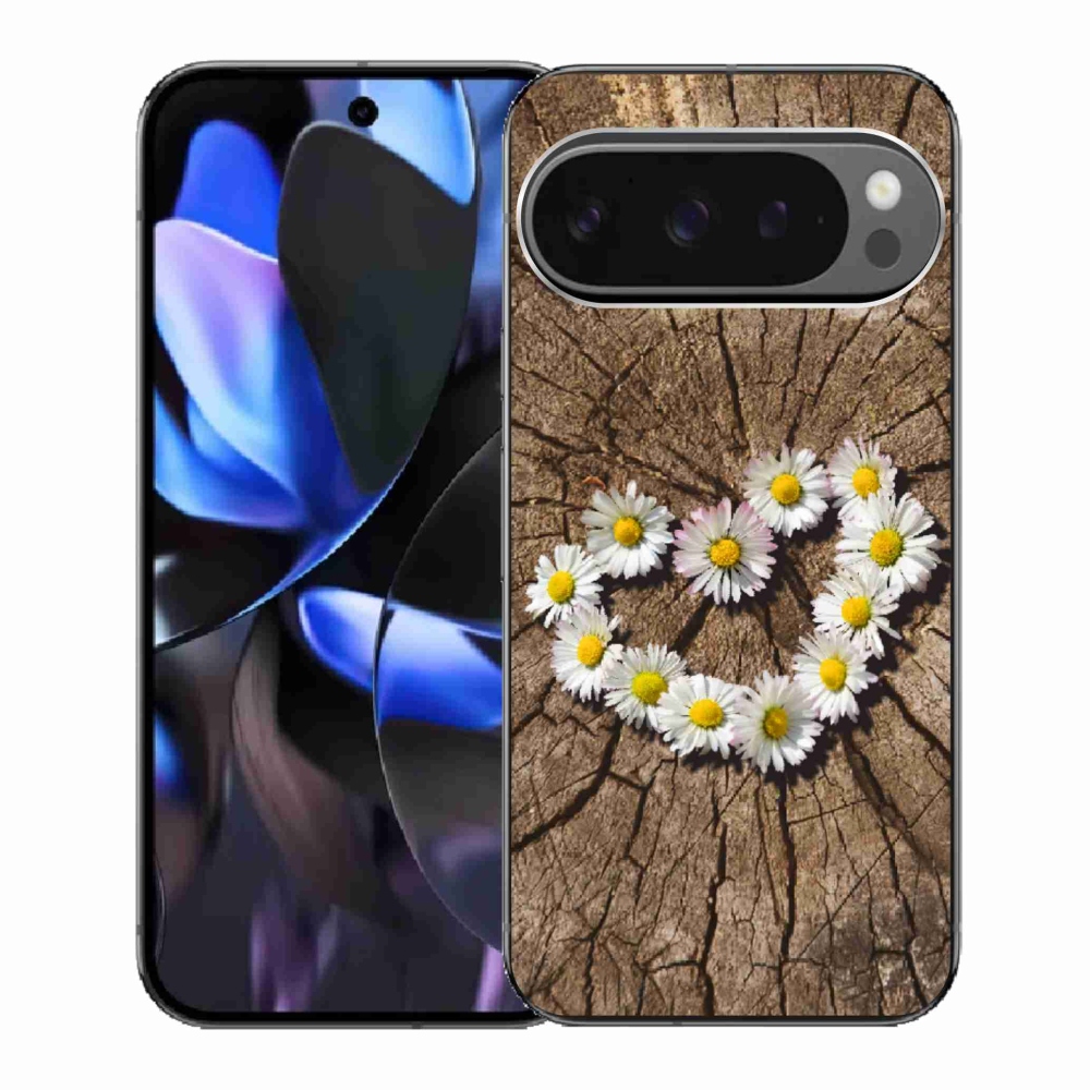 Gélový kryt mmCase na Google Pixel 9 Pro - srdce z margaréty