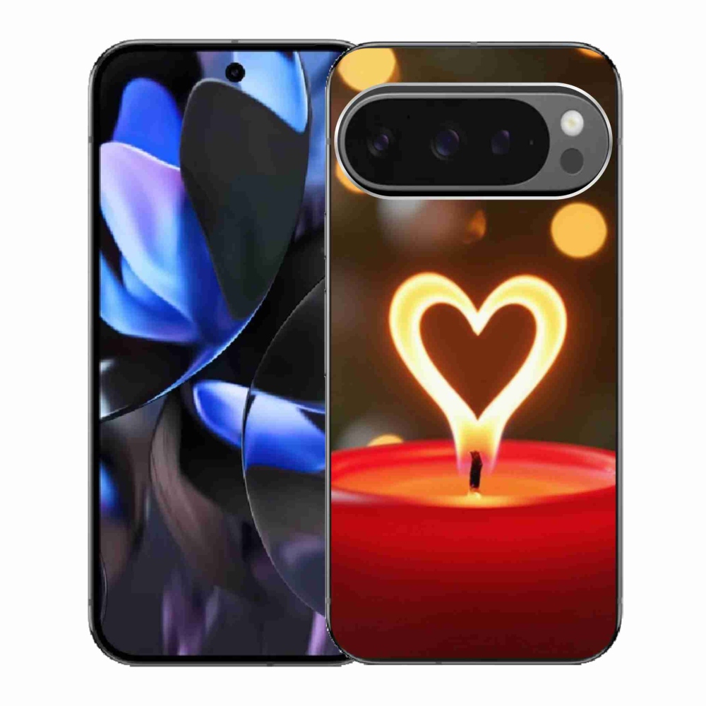 Gélový kryt mmCase na Google Pixel 9 Pro - srdce z plameňa