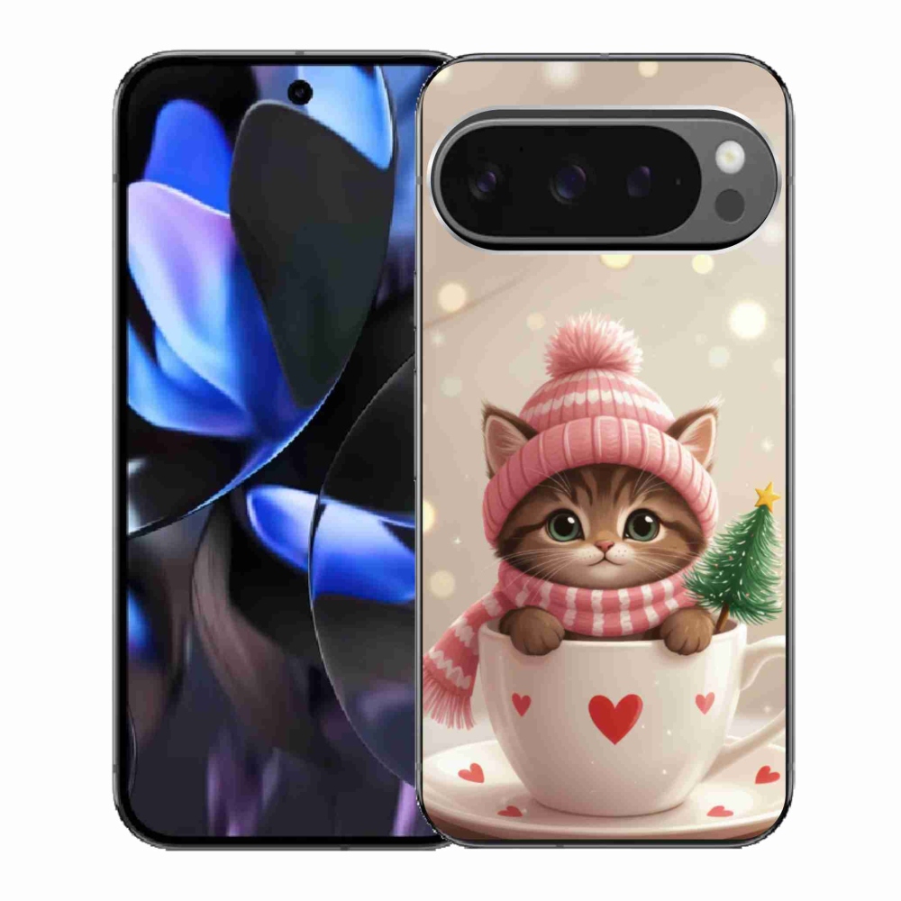 Gélový kryt mmCase na Google Pixel 9 Pro - vianočné mačiatko v hrnčeku