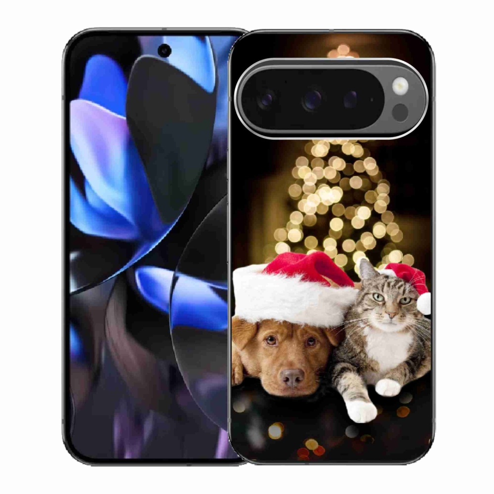 Gélový kryt mmCase na Google Pixel 9 Pro - vianočný pes a mačka