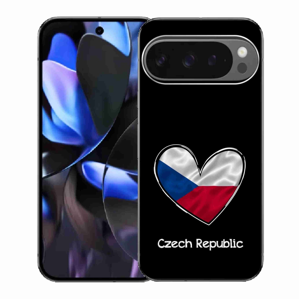 Gélový kryt mmCase na Google Pixel 9 Pro - vlajka srdca čierne pozadie