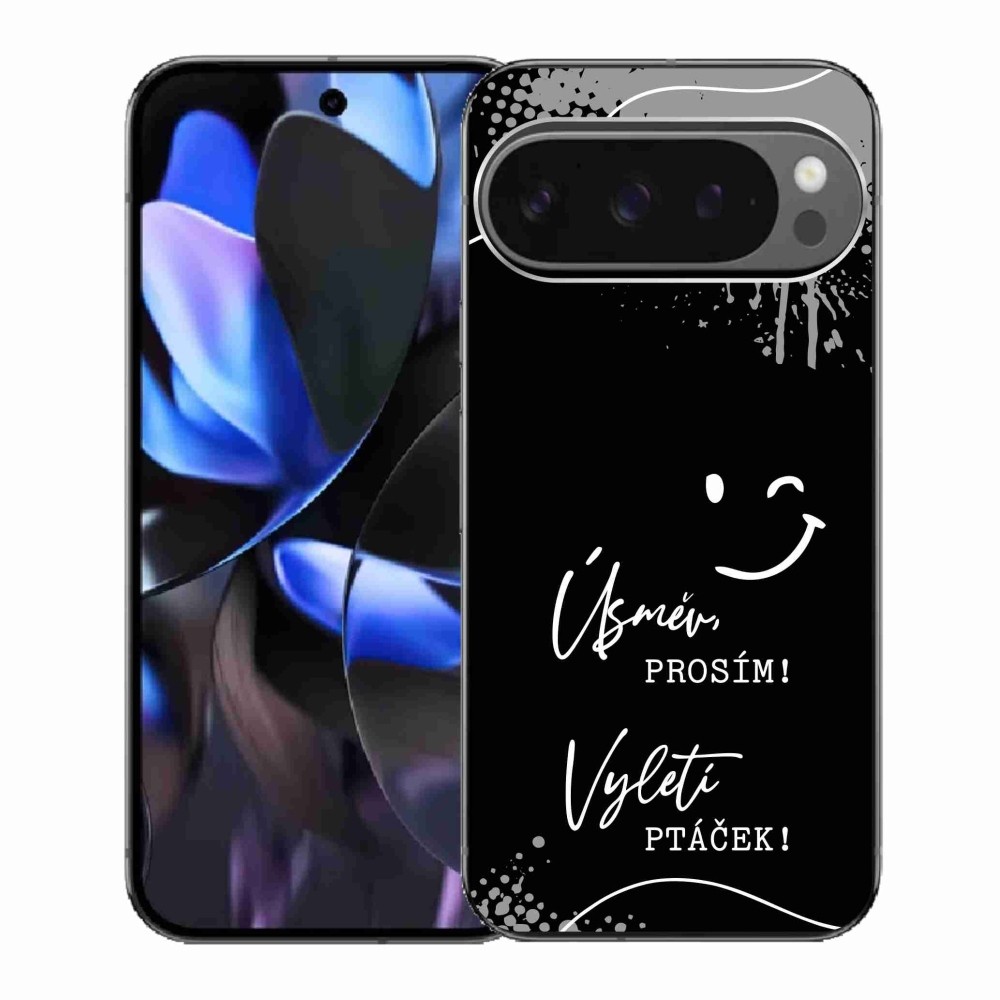 Gélový kryt mmCase na Google Pixel 9 Pro - vtipný text 4 čierne pozadie