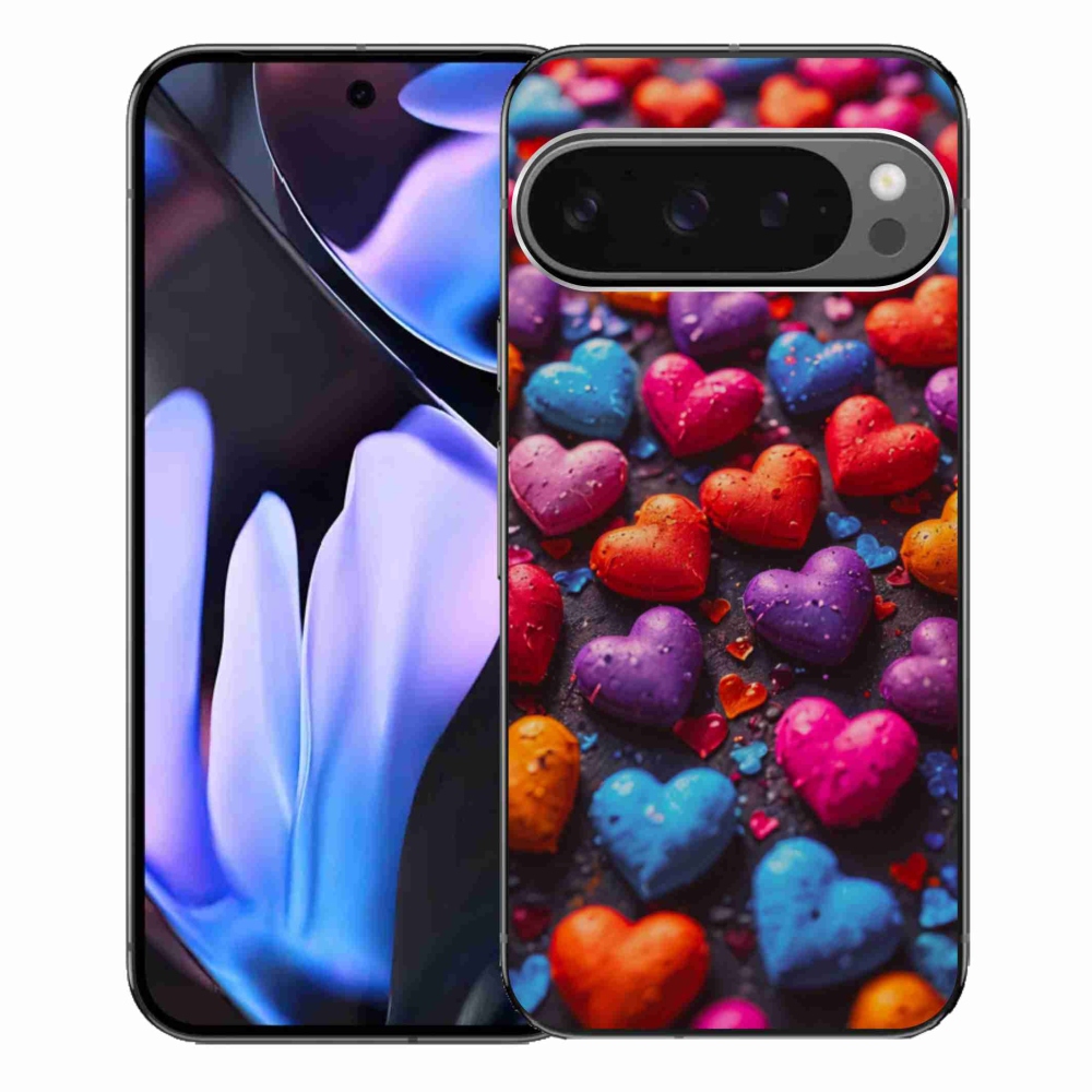Gélový kryt mmCase na Google Pixel 9 Pro XL - farebné srdcia
