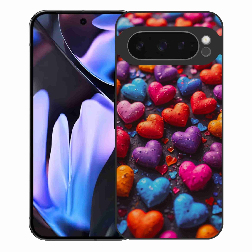 Gélový kryt mmCase na Google Pixel 9 Pro XL - farebné srdcia