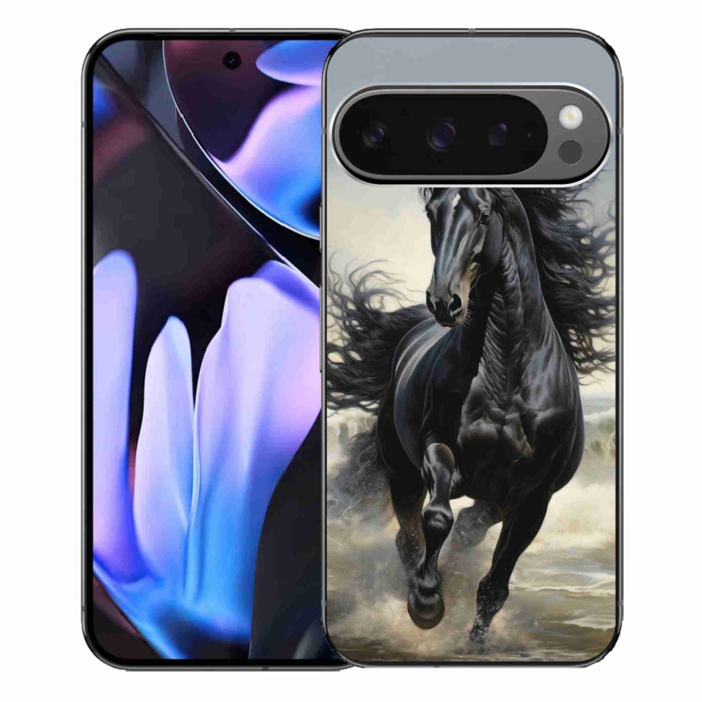 Gélový kryt mmCase na Google Pixel 9 Pro XL - bežiaci čierny kôň