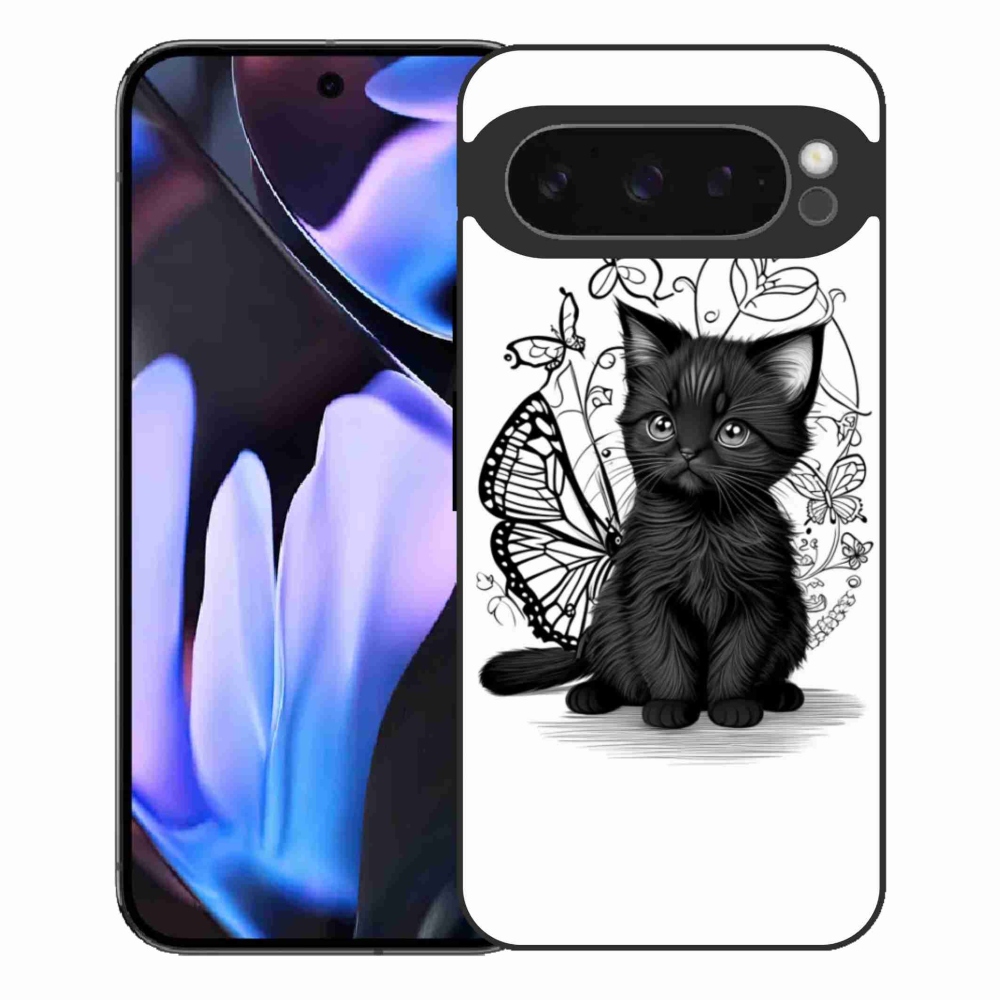 Gélový kryt mmCase na Google Pixel 9 Pro XL - čierne mačiatko